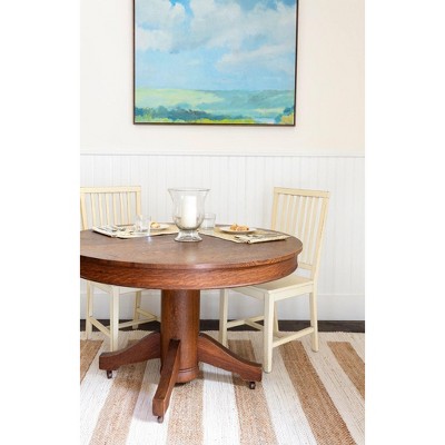 Ivory and Sand Hand-Knotted Wool Stripe Throw Rug 36" x 24"