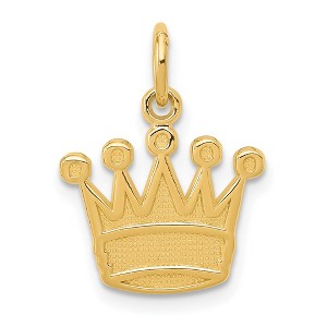 Black Bow Jewelry 14k Yellow Gold Flat Kings Crown Charm or Pendant, 13mm (1/2 inch) - 1 of 4