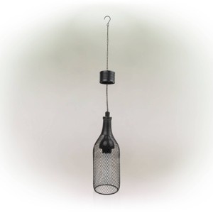 13" Solar Hanging Mesh Glass Lantern Black - Alpine Corporation: Outdoor Decorative Orb with NiMH AA Battery Included - 1 of 4