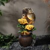 LuxenHome 28 Inch Outdoor Water Fountain, Owl and Sunflower Cascading Waterfall Fountain Outdoor and Indoor with LED Lights Brown - 3 of 4