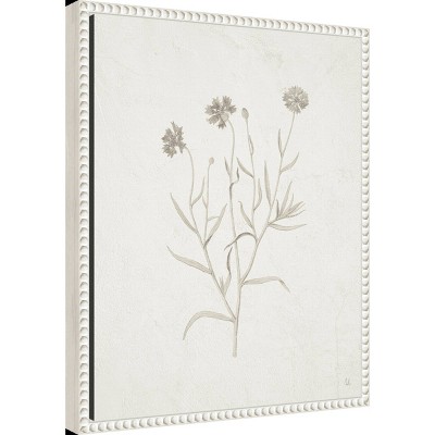 16"x20" White Framed Botanical Canvas Print with Beaded Perimeter