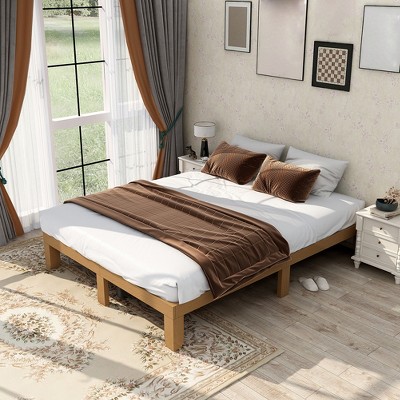 Queen Size Bed Frame, Wood Platform Bed Frame, Wood Slat Support No Box Spring Needed, Easy Assembly