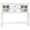 Hostack Farmhouse Console Table with Bottom Shelf and Storage Cabinet for Living Room, White - 2 of 4