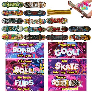 Joyfy 30 Pcs Valentines Day Finger Skateboards with Cards for Kids, Valentine Party Favor, Valentine’s Day Greeting Cards, Classroom Exchange Prizes - 1 of 4
