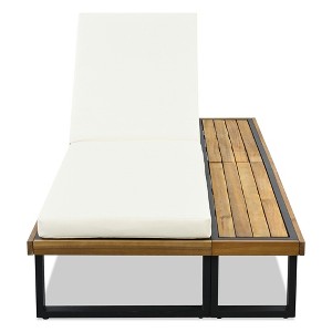 Outdoor Chaise Lounge Chair with 5-Position Adjustable Backrest and Wood Side Table - 1 of 4