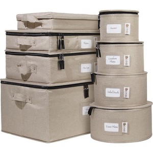 Hard Shell China Storage Containers - Set Moving Boxes for Dinnerware, Glasses, Plates, Mugs and Saucers -  Service for 12 - 1 of 4