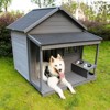 UbMelt Outdoor&Indoor Dog House with Porch and 2 Bowls Weatherproof Large Wooden Dog Kennel for Winter,Gray - 2 of 4