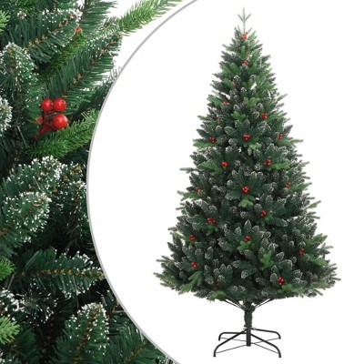 vidaXL Modern Artificial Hinged Christmas Tree with Red Berries, Lifelike PE Tips