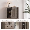 5 Drawer Dresser with Sliding Barn Door, Farmhouse Chest of Drawers with Adjustable Shelf, Tall Storage Organizer for Bedroom, Living Room - 2 of 4
