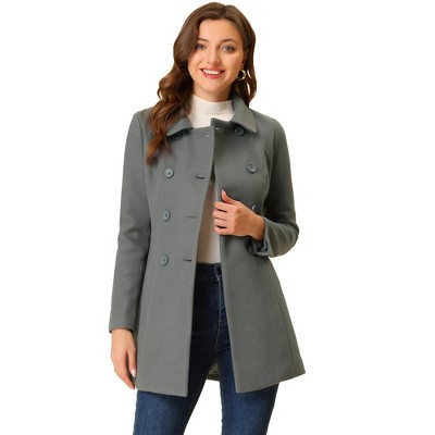 INSPIRE CHIC Women's Christmas Peter Pan Collar Double Breasted Long Trench Winter Pea Coat