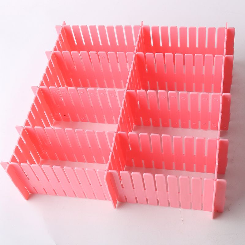 PiccoCasa Household Adjustable Separator Grid Dresser Dividers Plastic Drawer storage board 9.4" x 2.7" Pink 12 Pcs, 4 of 7