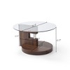 GDFStudio Dunn 34.5" Double-Layer Round Wood and Glass Coffee Table - 3 of 4
