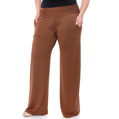 Women's Plus Size Solid Palazzo Pants - White Mark