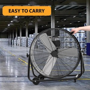 Floor Fan, Industrial Fan - 24 Inch Heavy Duty Drum Fan with 4 Speeds, Metal Air Circulator for Warehouse, Workshop, Garage, Factory, Basement - 1 of 4