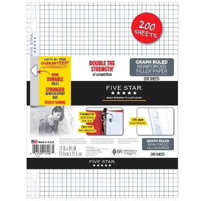 Photo 1 of (4 Packs) Five Star 200ct Graph Ruled Filler Paper Reinforced