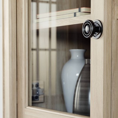 Chalk Oak Office Hutch with Glass Doors and Adjustable Shelves