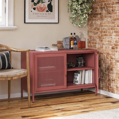 Terracotta Metal Mesh 2-Door Adjustable Storage Cabinet