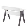Vynxaria Contemporary Desk - Grey & White Wood, Raised Shelf, 2 Pull-out Drawers, 100 lbs Weight Limit - 4 of 4