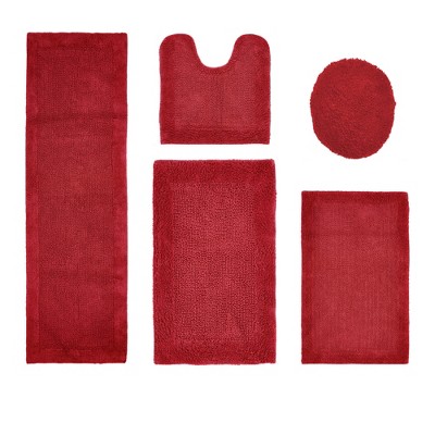 Edge Bath Rug 100% Premium Cotton Ultra-Soft Water Absorbent Tufted Solid Reversible 5 Piece Bathroom Rug Set for Machine Washable Bathmat