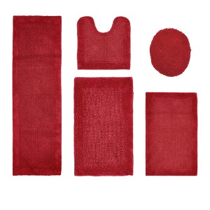 Edge Bath Rug 100% Premium Cotton Ultra-Soft Water Absorbent Tufted Solid Reversible 5 Piece Bathroom Rug Set for Machine Washable Bathmat - 1 of 4