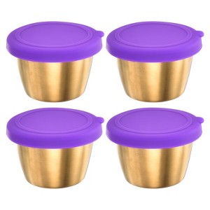 Unique Bargains Stainless Steel Salad Dressing Purple Bowls with Lids - 1 of 4