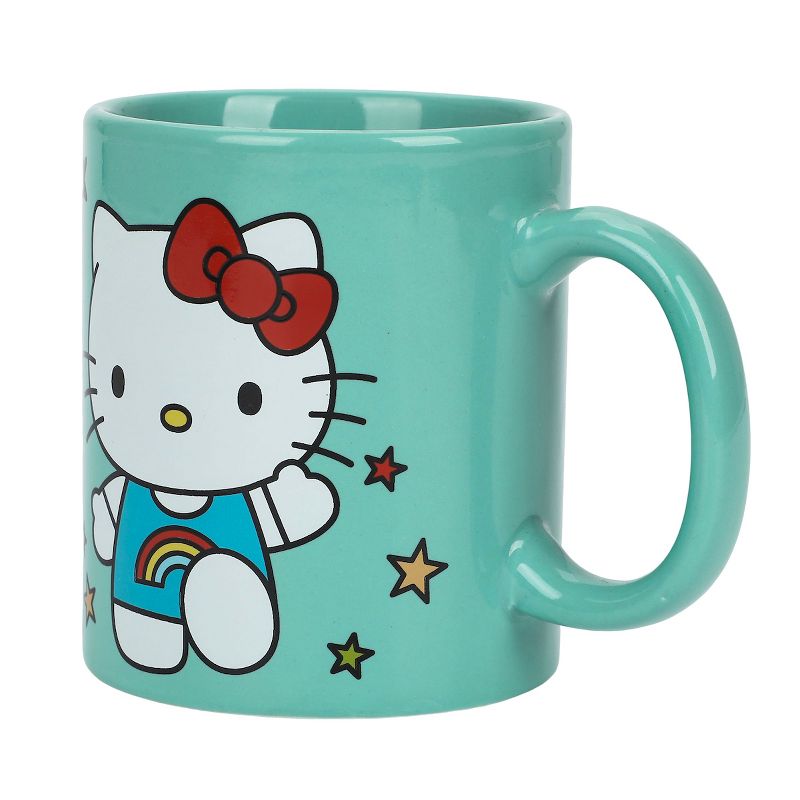 Hello Kitty Stars & Rainbow Letters 16 Oz Teal Ceramic Mug, 4 of 5