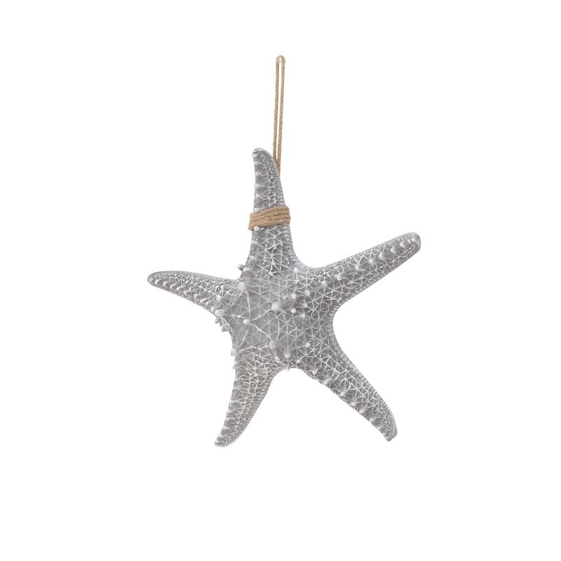14&#34; x 14&#34; Polystone Starfish Wall Decor with Hanging Rope Gray - Olivia &#38; May, 4 of 8