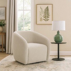 Royal Hampton Swivel Accent Chair, Modern Style Rounded Back, Warm Beige Linen - 1 of 4
