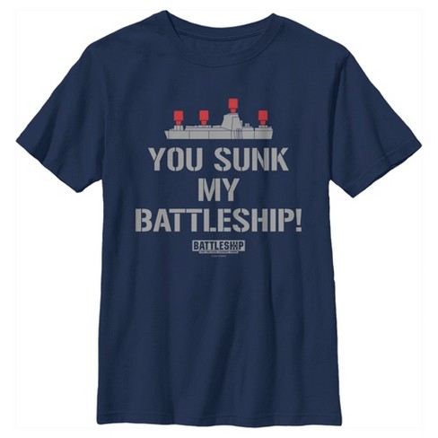 Boy's Battleship Pegs Hit Sunk Boat T-shirt - Navy Blue - Medium : Target