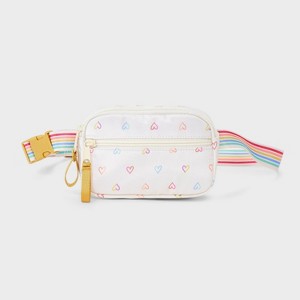 Girls' Heart Print Fanny Crossbody Bag - Cat & Jack™️ White - 1 of 4