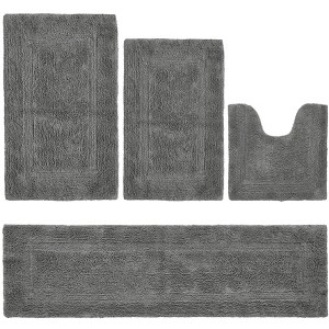 Lux Premium 100% Cotton Tufted Solid Reversible 4 Piece Bath Rug Set – Ultra-Soft, Water-Absorbent, Durable, Machine Washable Bathroom Rug - 1 of 4