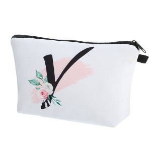 Unique Bargains Large Capacity Zipper Personalized Small Makeup Bag White - 1 of 4