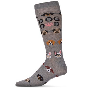 Memoi Men's Best Dog Dad Bamboo Blend Novelty Crew Sock - 1 of 3