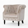 Upholstered Club Chair with Nailhead Trim, Rolled Recessed Armrests, and Turned Birch Wood Legs - 4 of 4