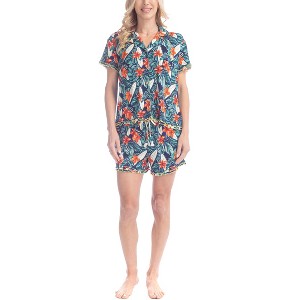 Ocean Pacific Nautical Nights Short PJ Set, Navy Surf, Large - 1 of 3
