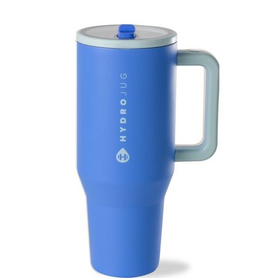 HydroJug Traveler - Water Bottle with Handle & Flip Straw - Leak Resistant Tumbler, Insulated, Stainless Steel & Rubber Base