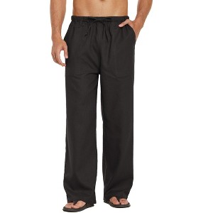 COOFANDY Mens Casual Linen Pants Elastic Waist Linen Pants Drawstring Summer Beach Yoga Linen Trouser - 1 of 4