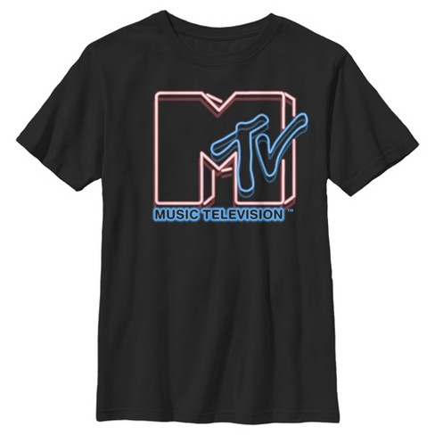 Boy's Mtv Vision Doubled Logo T-shirt - Black - Medium : Target