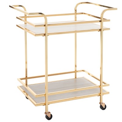 Lameris 33" Polished Gold and Grey 2-Tier Bar Cart with Handles