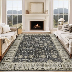 Area Rugs for Living Room Vintage Boho Floral Print Area Rug Washable Traditional Indoor Carpet for Bedroom Kitchen Dining - 1 of 4
