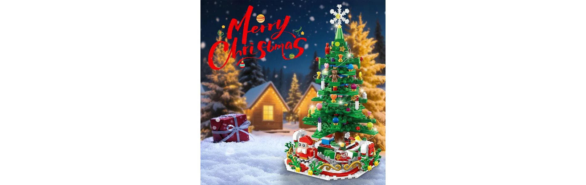 Racxily Christmas Tree Building Set With LED Light Tabletop Christmas Building Block 24 Days Christmas Countdown Calendar for Boys Girls