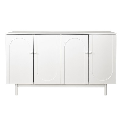 NicBex 59.06 Inch 4-Door Intaglio Storage Cabinet with Pine Legs and Solid Wood Pulls for Living Room and Entryway