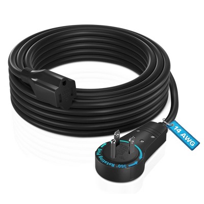 Maximm Cable 360° Rotating Flat Plug Extension Cord/Wire, 14AWG 3 Prong Grounded Wire Power Cord UL Certified