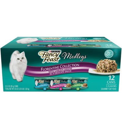 Purina Fancy Feast Medleys Gourmet Wet Cat Food In a Delicate Sauce Florentine Collection - 3oz/12ct Variety Pack