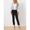 INSPIRE CHIC Women's Collarless Open Front Faux Pocket Faux Leather Crop Moto Jackets - 4 of 4