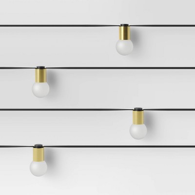 Photo 1 of 10ct Incandescent Outdoor String Lights G40 Frosted Bulbs Matte Brass Collar - 
