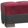 HomeRoots 50" Burgundy Black Brown Microfiber Tufted Storage Ottoman - 4 of 4