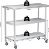 14"x36"x34" Stainless Steel Work Table, 3-Tier Commercial Prep Table with 2 Undershelves, Heavy Duty, Rust-Resistant for Kitchen, Restaurant - 3 of 4