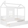 Streamdale Twin Size House Bed Wood Bed with Two Drawers (White) - 3 of 4
