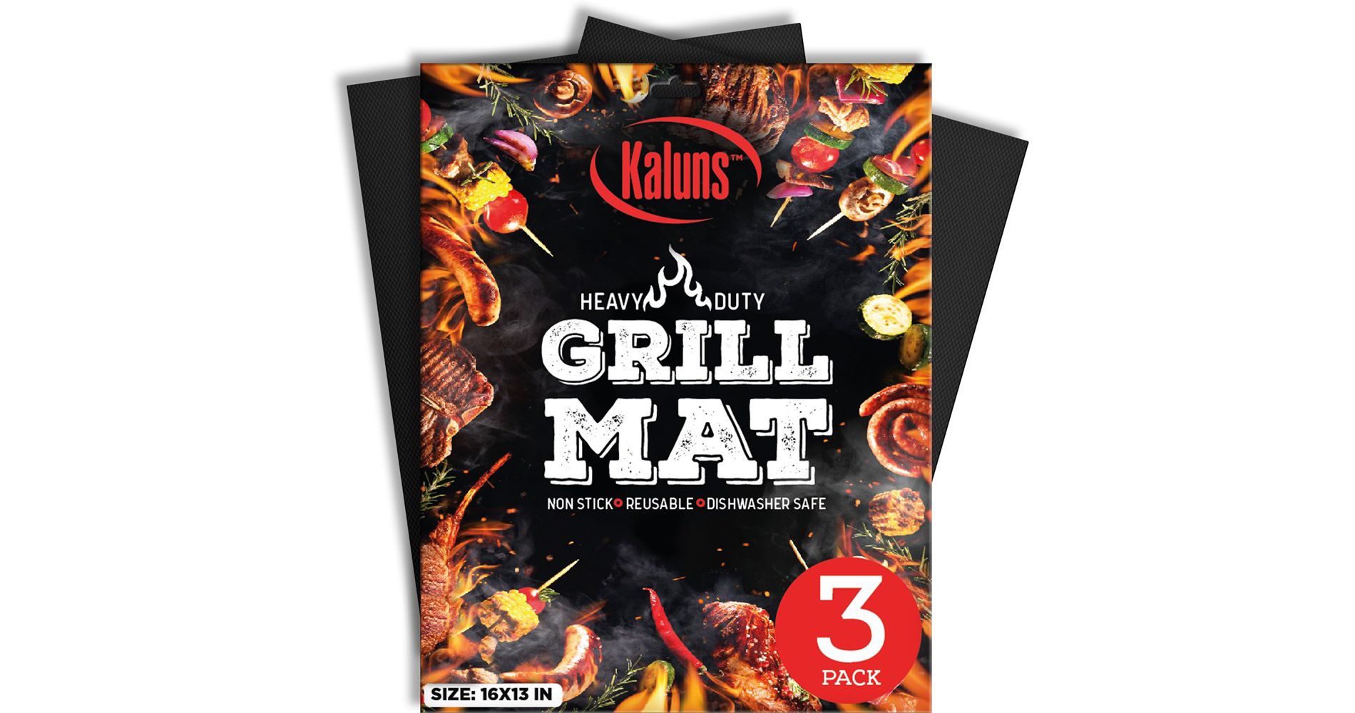 Kaluns Grill Mat, Set of 3 BBQ Mats, Heat Resistant, Nonstick and Reusable